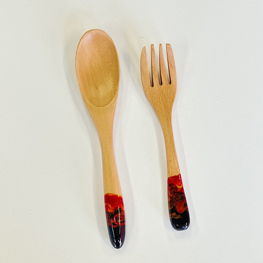 流體畫木製餐具 l Pour Painting Wooden Cutlery