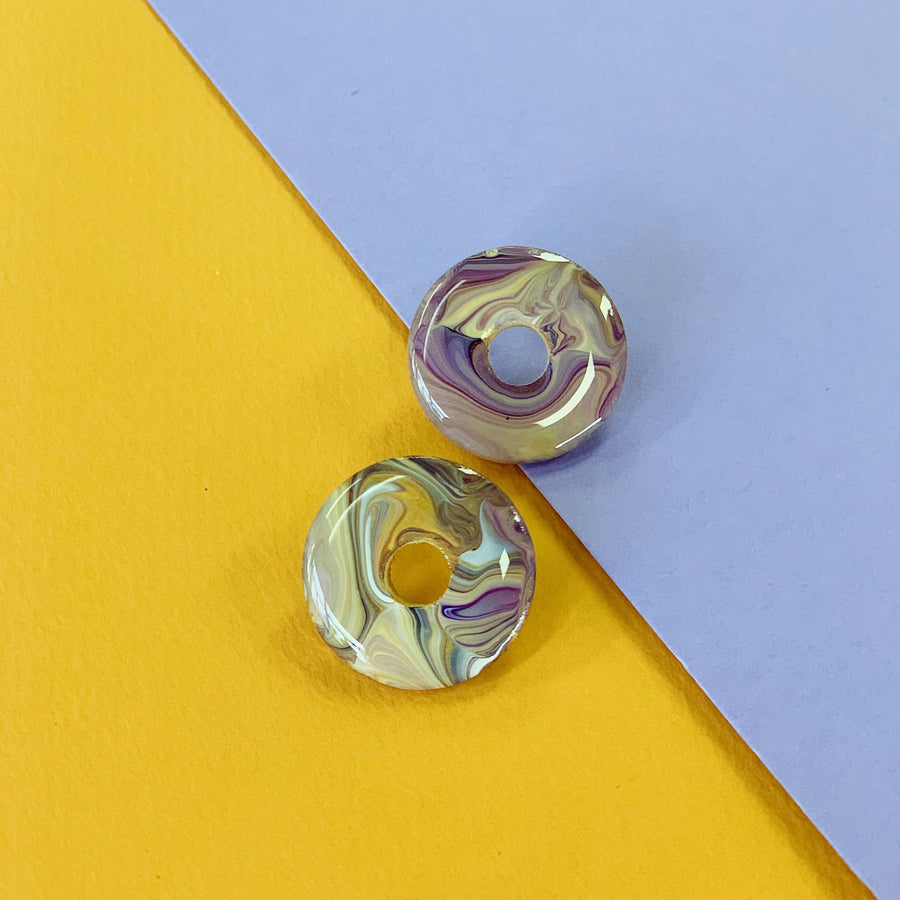 流體畫木製耳環 l Pour Painting Wooden Earrings