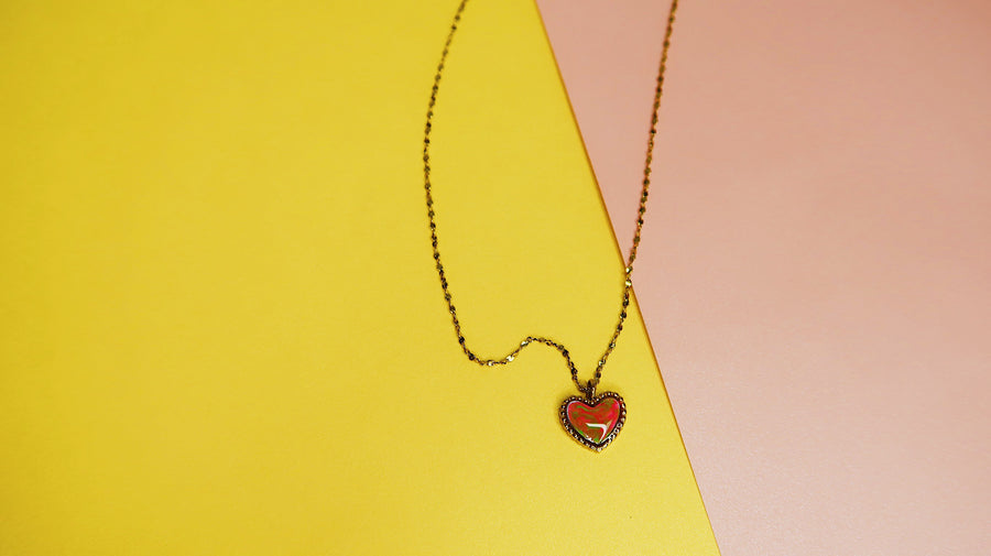 流體畫心形頸鏈 l Pour Painting Heart Shaped Necklace