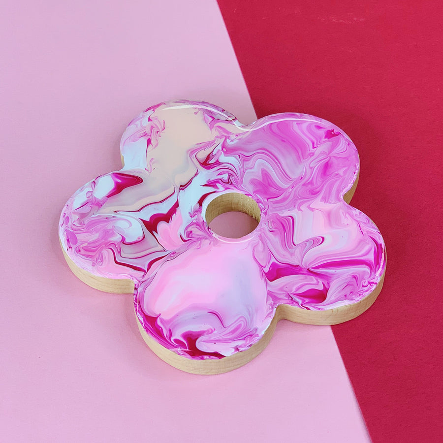 流體畫花形圖案杯墊 l Pour Painting Flower Shaped Coasters