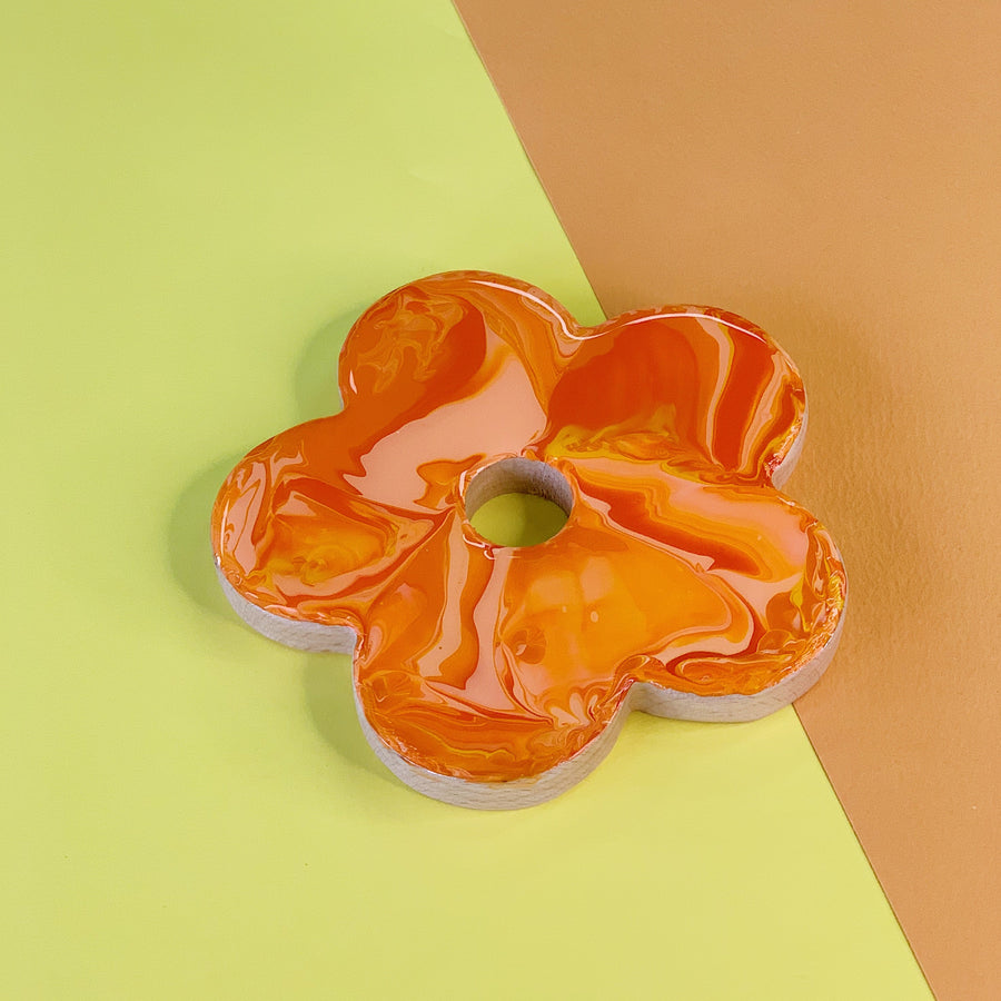 流體畫花形圖案杯墊 l Pour Painting Flower Shaped Coasters