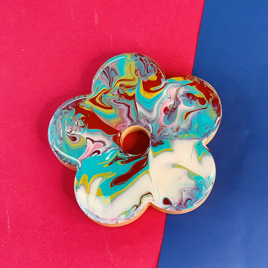 流體畫花形圖案杯墊 l Pour Painting Flower Shaped Coasters