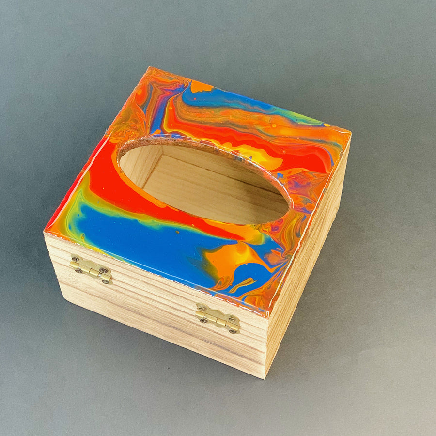 流體畫木製紙巾盒 l Pour Painting Wooden Tissue Box