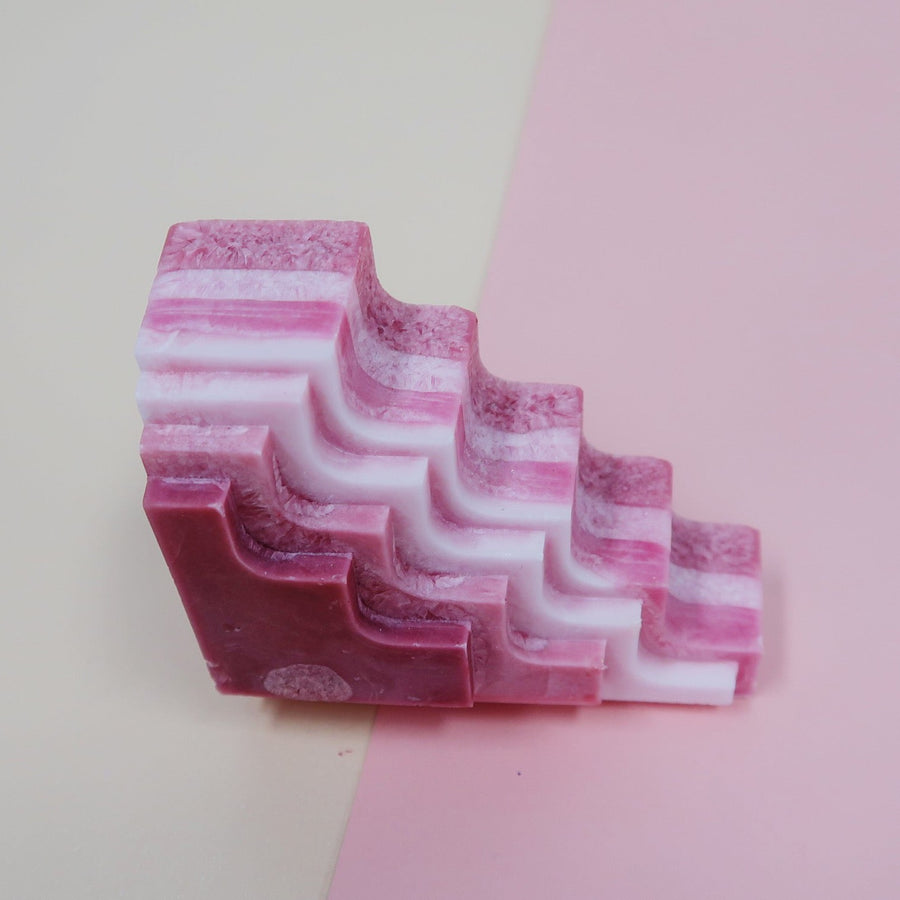 台階形冰花蠟燭 桃紅色系列 l Stair Shape Snowflake Candle Pink Collection