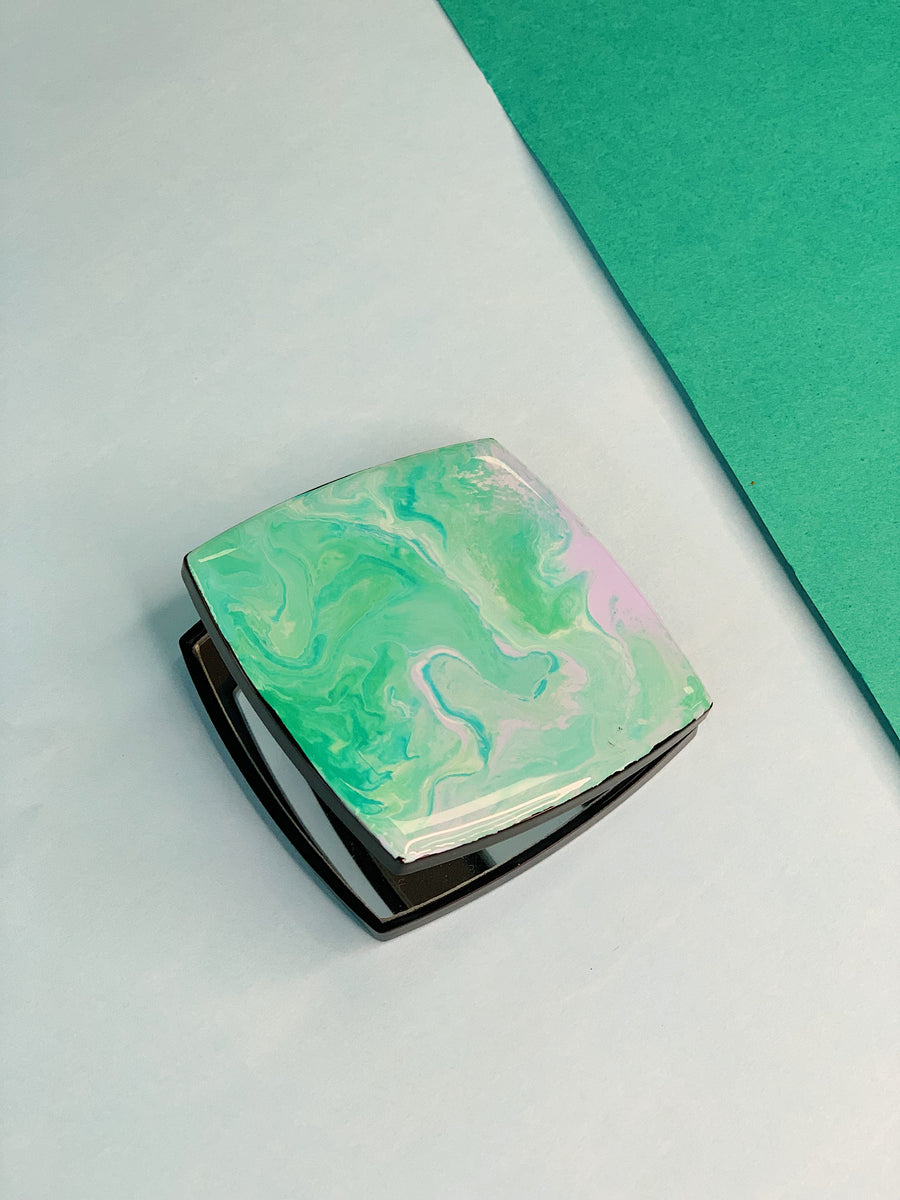 流體畫迷你雙面鏡盒 l Pour Painting Mini Double-Sided Mirror