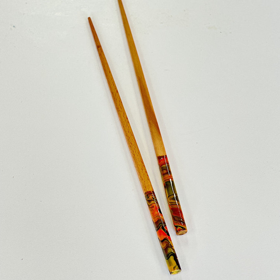 流體畫原木筷子 l Pour Painting Wooden Chopsticks