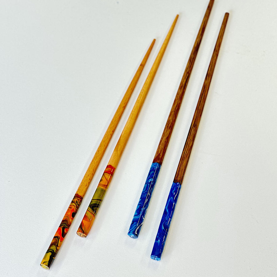 流體畫原木筷子 l Pour Painting Wooden Chopsticks