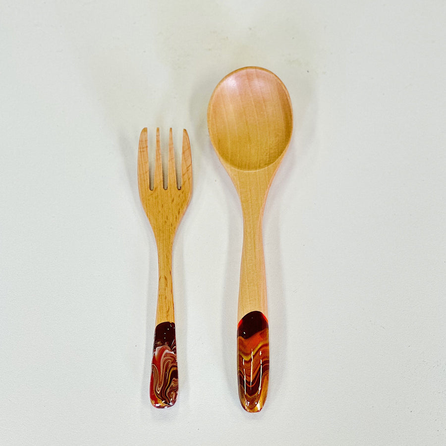 流體畫木製餐具 l Pour Painting Wooden Cutlery
