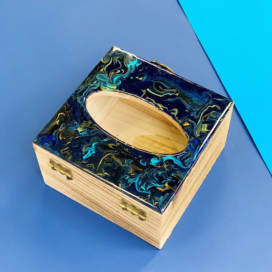 流體畫木製紙巾盒 l Pour Painting Wooden Tissue Box